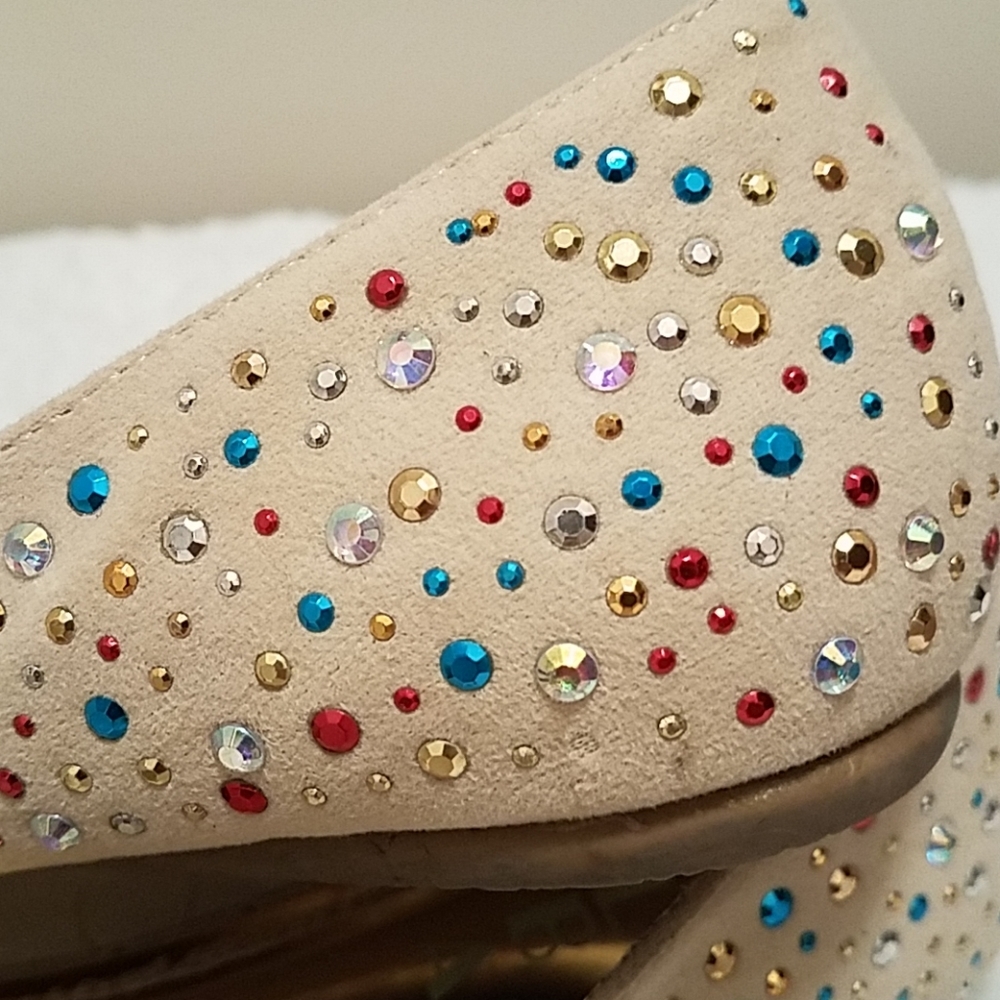 Alba Cream/Multicolor Rhinestone Flat Shoes - Picture 5 of 7